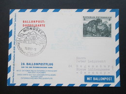 Österreich 1962 Ballonpost Doppelkarte. SST Mondsee. 28. Ballonpostflug. Tag Der Fahne Salzburg. Sei Mir Gegrüßt Mein Ös - Airships