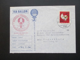 Österreich 1964 Ballonpost Via Ballon. Freiballon Sonderstart Pestalozzi Kinderdorf Wahlwies. D-Ergee. Sonderstempel - Montgolfier