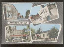 60 Auneuil édit. Combier N° Lu 2 Multivue Hotel Braconnier , Mairie , Lavoir  , église - Auneuil