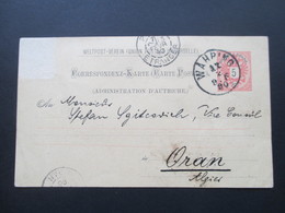 Österreich 1890 GA P 51 Weltvereinspostkarte Nach Oran Algerien über Paris! Social Philately Vize Konsul - Cartas & Documentos