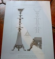 PLANS - MUSEE Du VATICAN - LOT 4 Plans, Encyclopédie D'Architecture XIXe Siècle, Candelabre, Trépied, Vase,Terres Cuites - Architecture