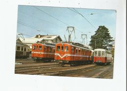 EN GARE D'AIGLE A S D 31108 CH . ABDe 4/4 1 ET 3 CHACUNE DANS SA NOUVELLE LIVREE ORANGE 27 11 77 - Aigle