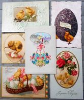 BEAU Lot 6x Litho CHROMO RELIEF DECOUPIS AJOUTIS COLLAGE  Poussin Poussins  ET OEUF OEUFS - Collections & Lots