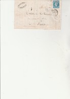 LETTRE AFFRANCHIE N° 14 AVEC VARIETE FILET  DU BAS ABSENT - CAD  BEDARIEUX 1858 - 1849-1876: Periodo Classico