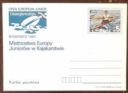 POLOGNE. CANOE, CANOA Entier Postal Illustré Neuf . CHAMPIONAT EUROPE JUNIOR DE CANOE Emis En 1983 - Canoë