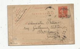 Carte Lettre , ENTIER POSTAL , NICE , 1908 , 10c - Cartes-lettres