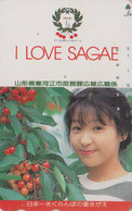 Télécarte Japon / 110-011 - FEMME & Fruit Cerise ** I Love Sagae ** - GIRL & Cherry Fruits Japan Phonecard - 3511 - Alimentation