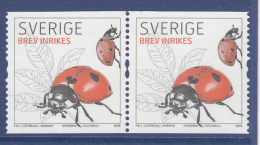 Sweden 2008 MNH Scott #2581 Coil Pair (5.50k) Coccinella Ladybug - Unused Stamps