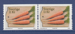 Sweden 2008 MNH Scott #2595 Coil Pair 11k Carrots Organic Foods - Unused Stamps