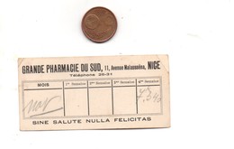 Petit Ticket Grande Pharmacie Du SUD à NICE, Verso Vierge, Voir Scan - Medisch En Tandheelkundig Materiaal