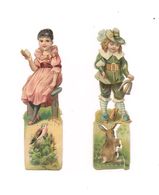 2 DECOUPIS GAUFFRES A DECOUPER - PETITES FILLES - OISEAU -LAPIN - - Enfants