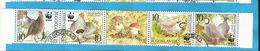 2000 X  2066-69  JUGOSLAVIJA FAUNA BIRDS WWF Partridge FUNGHI  STRIP USED - Gebraucht