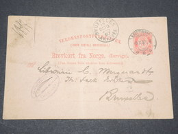 NORVEGE - Entier 10 Ore Pour Bruxelles - 1897 - P 22578 - Entiers Postaux