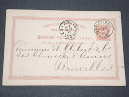 NORVEGE - Entier 10 Ore Pour Bruxelles - 1896 - P 22584 - Enteros Postales