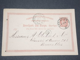 NORVEGE - Entier 10 Ore Pour Bruxelles - 1888 - P 22599 - Interi Postali