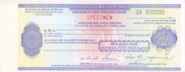 INDIA : STATE BANK OF INDIA : TRAVELLERS CHEQUE : RS. 5000/- : OVERPRINTED SPECIMEN : RARE EXAMPLE OF PROOF - Cheques & Traveler's Cheques