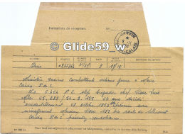 Télégramme Du 9-11-1953 - Ministère Anciens Combattants Paris à Mairie De Carvin (62) - Décès ROSE Luis, Brig. Chef - Telegraph And Telephone
