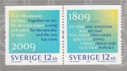 Sweden 2009 MNH Scott #2612 Se-tenant Pair 12k Text, Dates - Creation Of Finland 1809 - Neufs