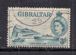 Gibraltar 1953 - 59 QE2 3d Blue Used Stamp SG 150 ( R284 ) - Gibraltar