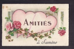 CPA 30 - SUMENE - Amitiés De Sumène - TB CP FANTAISIE Sur Le Village Avec Fleurs - Sumène