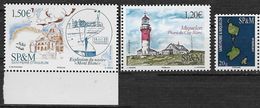 2017  Saint Pierre Et Miquelon N°  1174  1191 1192   Nf** . MNH . Phare Du Cap Blanc, Explosition Halifax, Carte - Unused Stamps