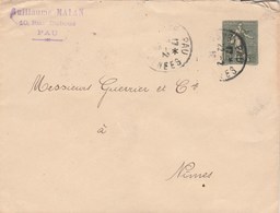 Entier Postal Semeuse Yvert 130 E7 Pau Basses Pyrénées 22/2/1919 Pour Nimes  Gard - Standard- Und TSC-Briefe (vor 1995)
