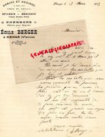 86- DANGE- RARE LETTRE MANUSCRITE SIGNEE EMILE BERGER- HORTICULTURE-AGRICULTURE-GRAINS GRAINES- CHARBONS-EPICERIE-1913 - Agriculture