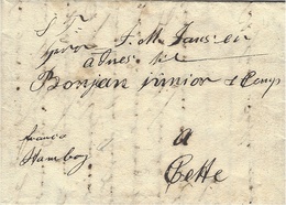 1824- Letter From Copenhagen  To Cette ( South Ot France )  " Franco Hamburg "  Also No Rating From Hamburg To Cette - ...-1851 Prephilately