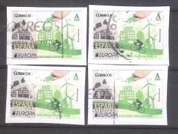 España 2016-  4 Sellos Usados Y Circulados Con Fragmento-Europa 2016-Espagne Spain Spanien Spagna - 2016