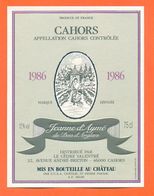 étiquette De Vin De Cahors Jeanne D'aymé Du Bois D'anglars 1986 Chateau Saint Didier à Parnac - 75 Cl - Cahors