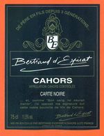 étiquette De Vin De Cahors Bernard D'espirat Carte Noire à Cahors - 75 Cl - Cahors