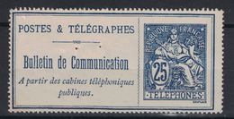 TIMBRE TÉLÉPHONE N° 24 NEUF / FACIALE 25c BLEU Et SANS FOND DE SURÉTÉ - Telegraph And Telephone