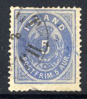 ICELAND 1876 Definitive 5 Aur. Perforated 14:13½, Used.  Michel 6A - Oblitérés