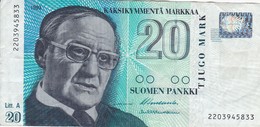 BILLETE DE FINLANDIA DE 20 MARKKAA DEL AÑO 1993  (BANKNOTE) - Finland