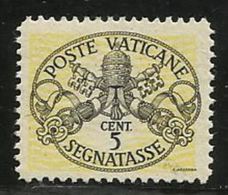 1946 Vaticano Vatican SEGNATASSE  POSTAGE DUE 5c Righe Larghe Carta Bianca MNH** Firm.Biondi - Segnatasse