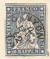 Suisse - Schweiz - Switzerland - Stamps 10 Centimes 1854  Bleu - Blue - Philatélie - Philatelic - Philately Philatélique - Usati