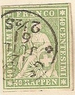 Suisse - Schweiz - Switzerland - Stamps 40 Centisimi 1854 Vert - Green - Philatélie - Philatelic Philately Philatélique - Oblitérés