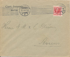 Denmark Cover Sent To Assens Aarhus 13-1-1910 Single Franked (Carl Jensen Aarhus) - Covers & Documents