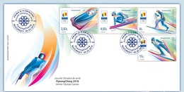 ROMANIA 2018 : FDC / 4 Stamps Set WINTER OLYMPIC GAMES 2018 KOREA PYEONG CHANG- Registered Shipping! - Winter 2014: Sochi