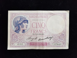 Billet De 5 Francs Violet ;1933 T.57849 - 5 F 1917-1940 ''Violet''