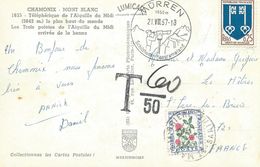 Timbres Taxe T 60/50 Sur Carte Postale De France Tampon Suisse (?)  Murren Affranchissement Insuffisant  21/08/57 - Other & Unclassified