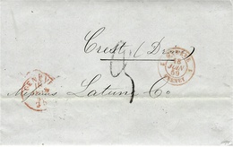 1859- Lettre En Port Du  De Genève Pour La France - Taxe 3 D  Française Utilisée Par La Poste Suisse - Cartas & Documentos