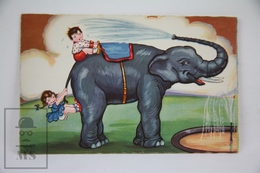 Old Illustrated Postcard - Children Playing With Elephant - By Margret Boriss - Boriss, Margret