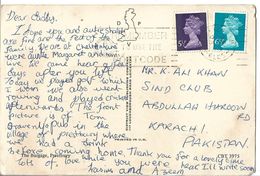 Great Britain Post Card 1973 51/2p Deep Violet 2 Bands, 6 1/2p Machine Light Blue Sent To Pakistan. - Brieven En Documenten