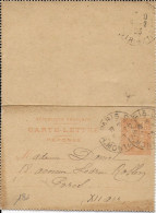 1903 - CARTE-LETTRE ENTIER MOUCHON PARTIE REPONSE De PARIS => PARIS - Tarjetas Cartas