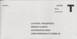 Lettre T , La Poste / Philaposte , Lettre 20gr - Buste Risposta T