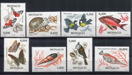 RC 7109 MONACO N° 2323 / 2330 PAPILLONS OISEAUX POISSONS COQUILLAGES EMIS EN 2002 NEUF ** - TB - Neufs