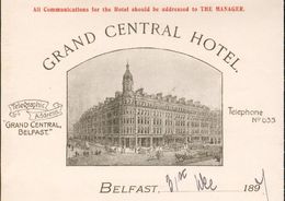 Irlande - Royaume-Uni - Belfast - Belle Lettre Illustrée Du 31 Décembre 1897 - Grand Central Hôtel . - Reino Unido