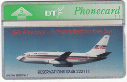 BT Phonecard GB Airways  Private Issue 5unit - Superb Mint - BT Thematic Civil Aircraft Issues