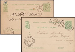 Luxembourg 1896-1898. 2 Entiers Postaux, Ambulant, Bahnpost Luxembourg-Ulflingen, Ou Troisvierges Et Retour - Macchine Per Obliterare (EMA)